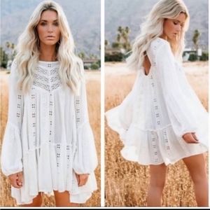 Free people  boho white lacey mini dress